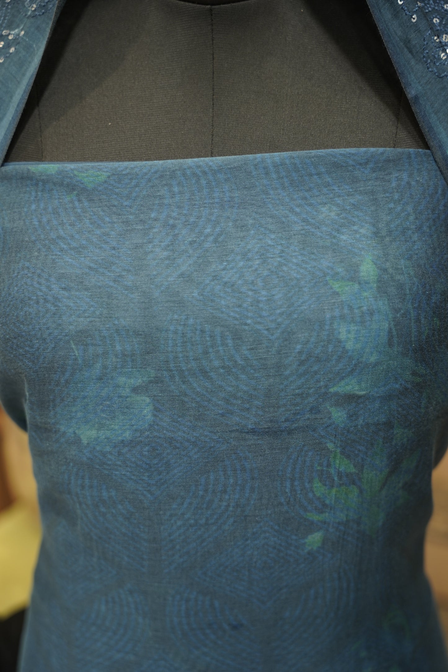 Blue Printed Maheshwari Suit