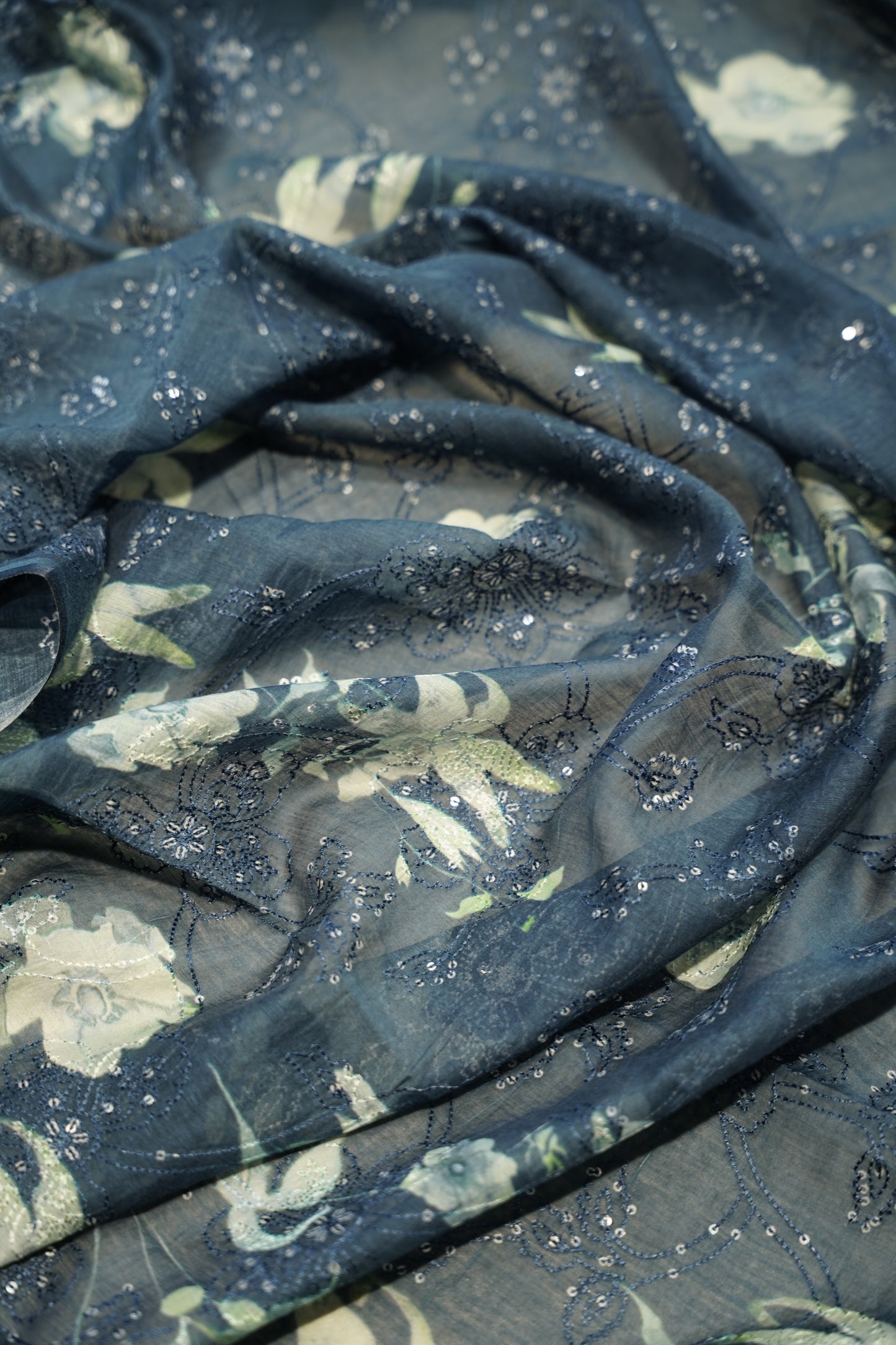 Blue Printed Maheshwari Suit