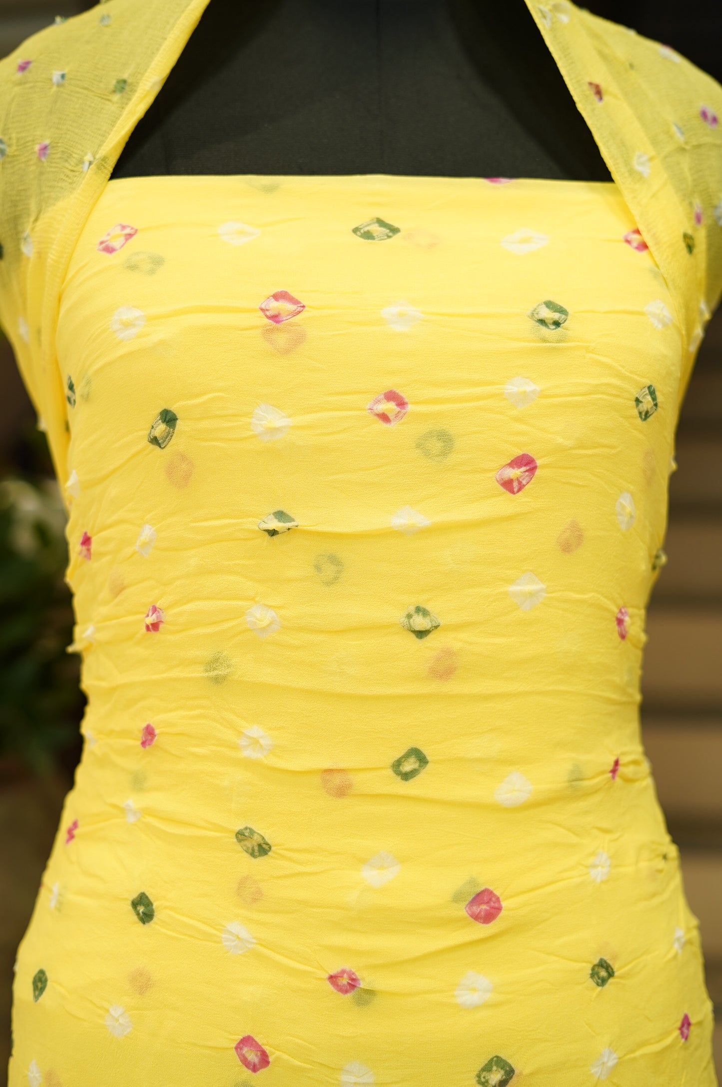 Yellow Georgette Bandhej Suit