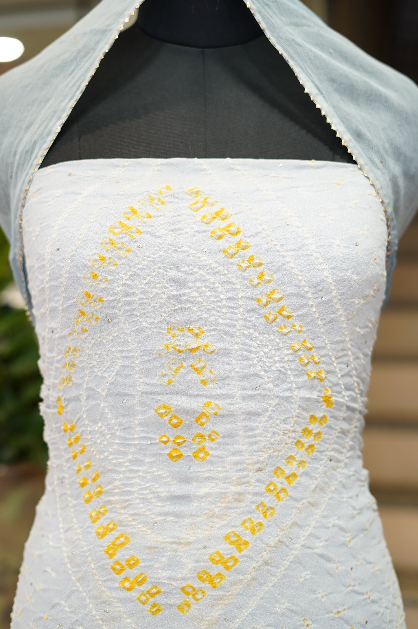 Turquoise Georgette Bandhej Suit