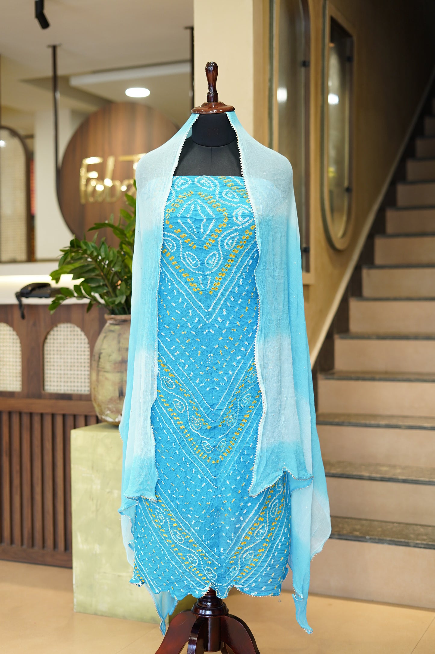 Blue Georgette Bandhej Suit