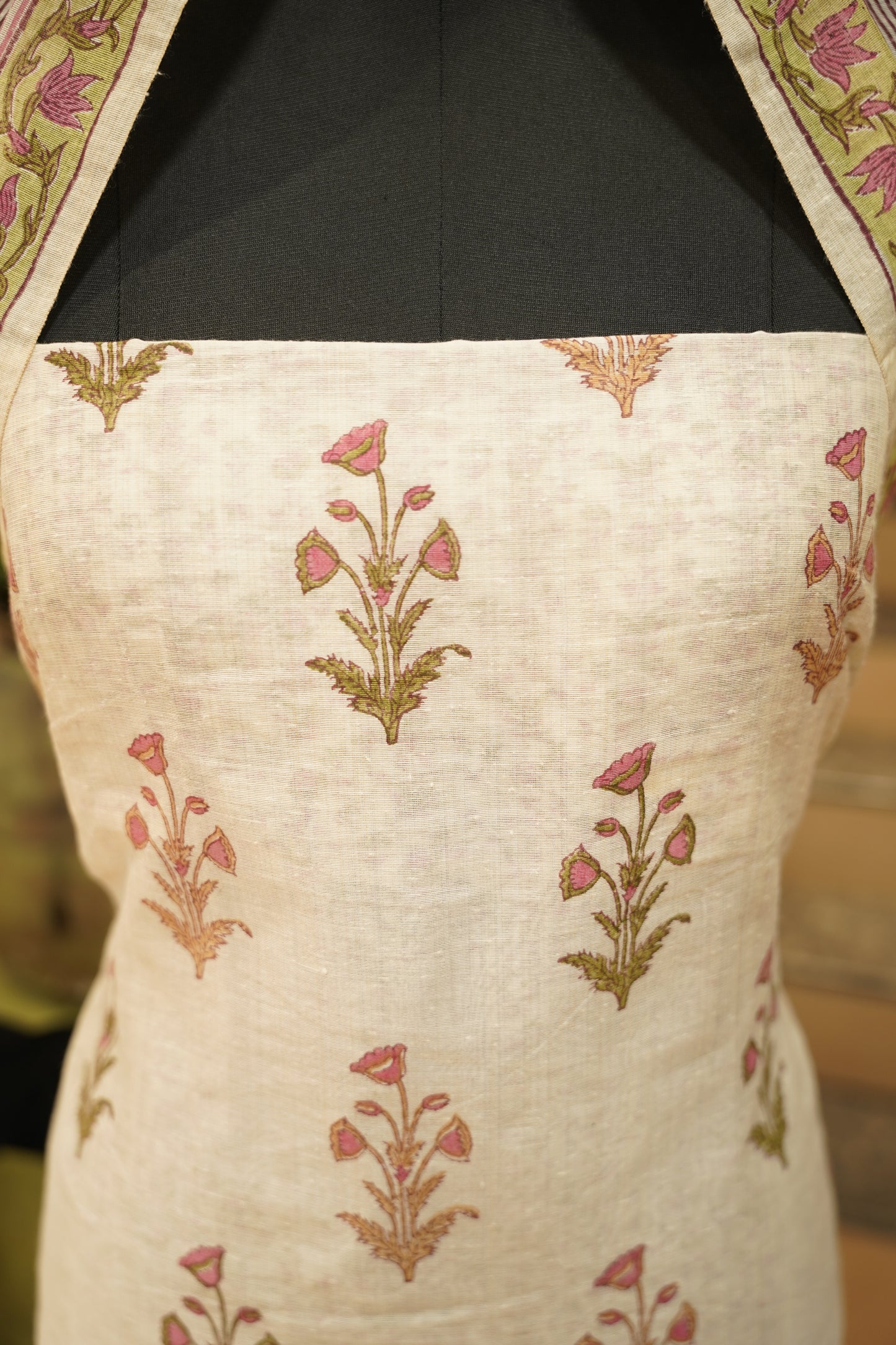 Off White Khadi Cotton Block Printed Suit