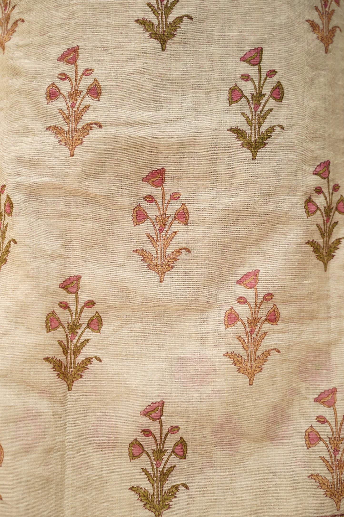 Off White Khadi Cotton Block Printed Suit