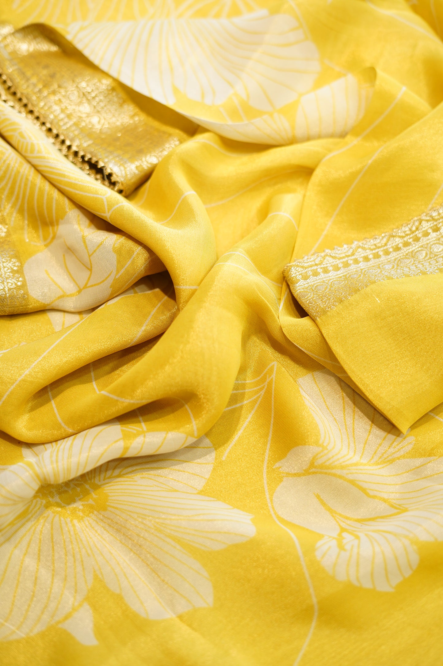 Yellow Tissue Suit with Handwork