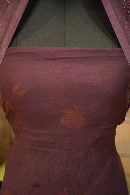 Wine Printed Maheshwari Suit