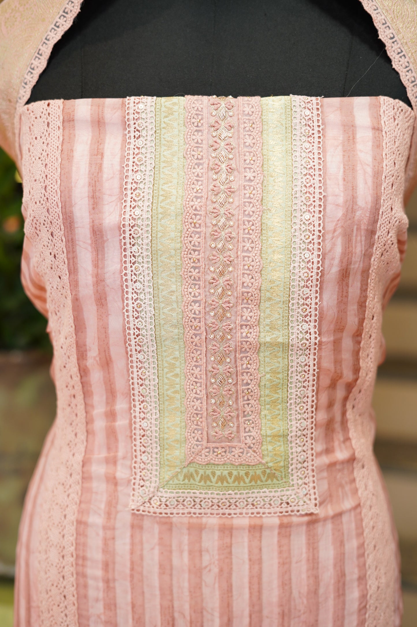 Pink Organza Printed Suit