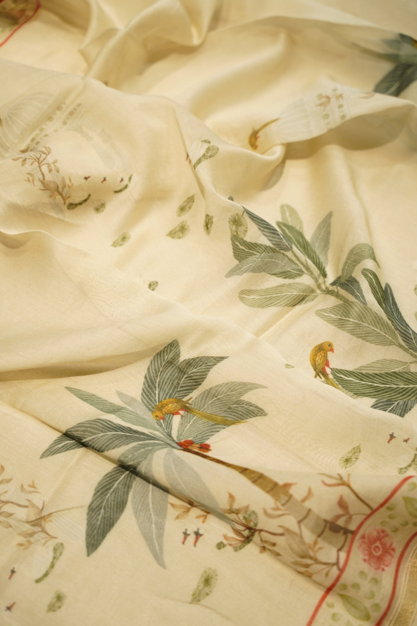 Green Printed Pure Maheshwari Silk Suit