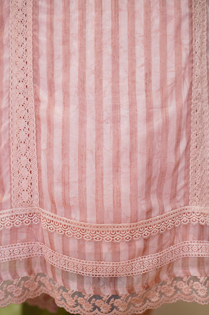 Pink Organza Printed Suit