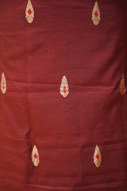 Mehroon Pure Chiniya Silk Banarasi Suit