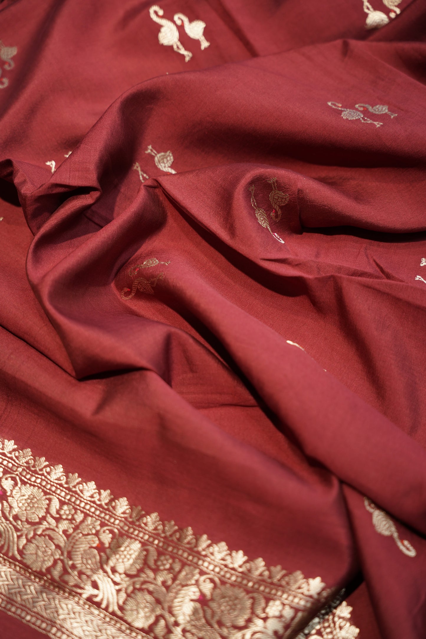 Mehroon Pure Chiniya Silk Banarasi Suit