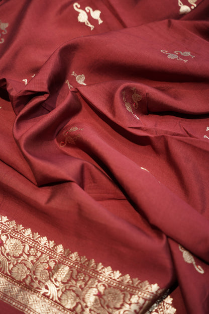 Mehroon Pure Chiniya Silk Banarasi Suit