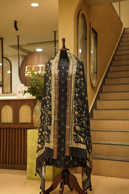 Black Pure Banarasi Maheshwari Suit