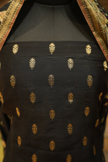 Black Pure Banarasi Maheshwari Suit