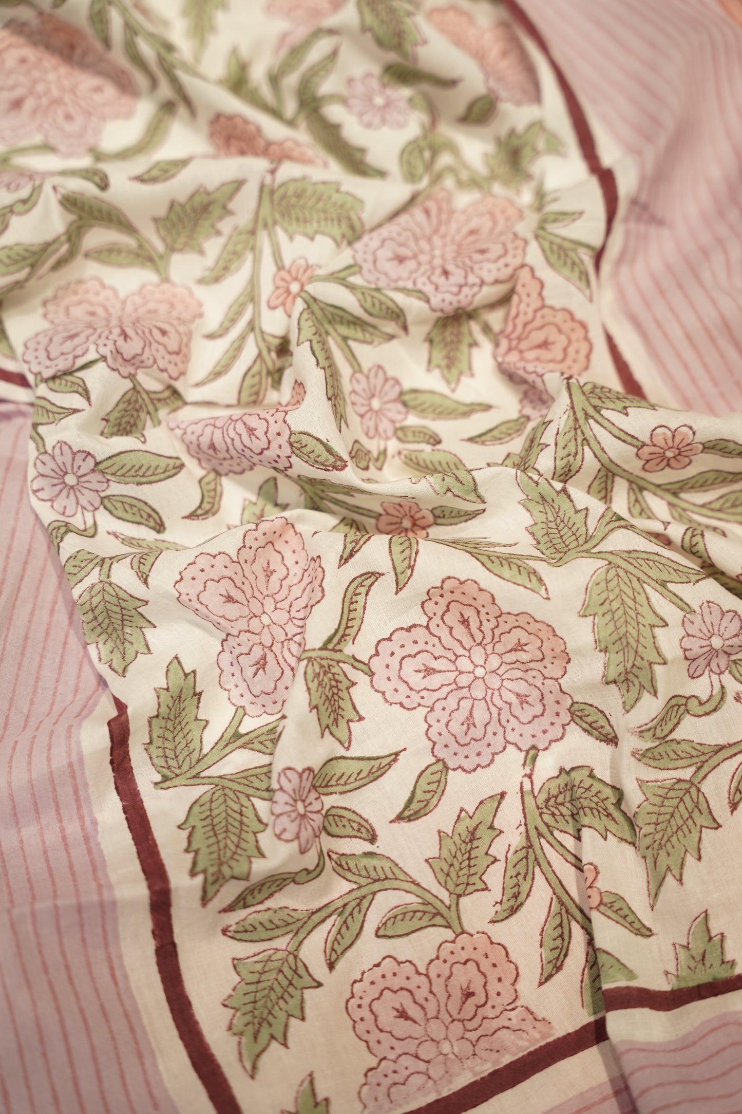 Off White Pure Cotton Block Printed Suit