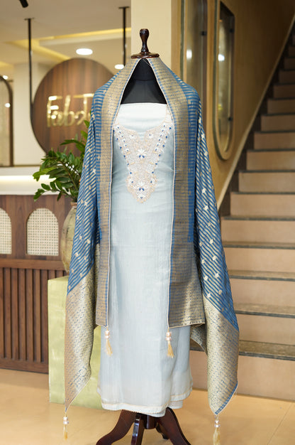 Blue Crush Tissue Suit with Neck Work