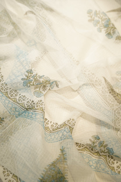 White Pure Cotton Block Printed Suit