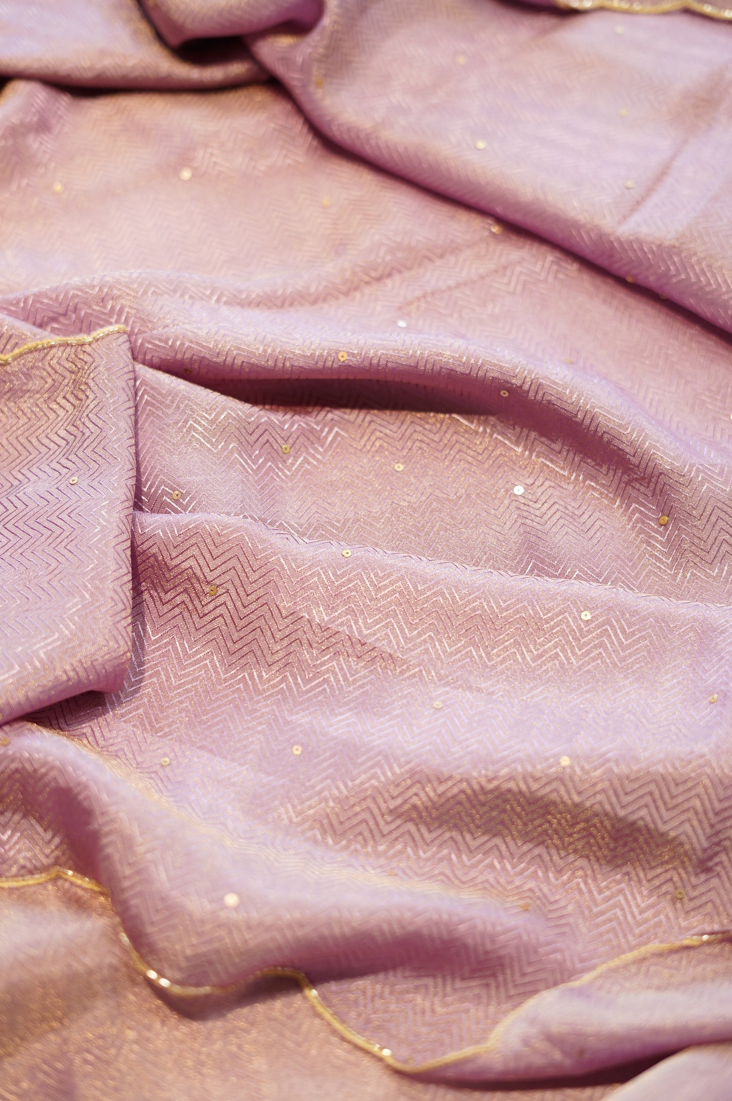 Purple Self Tissue Suit with Handwork