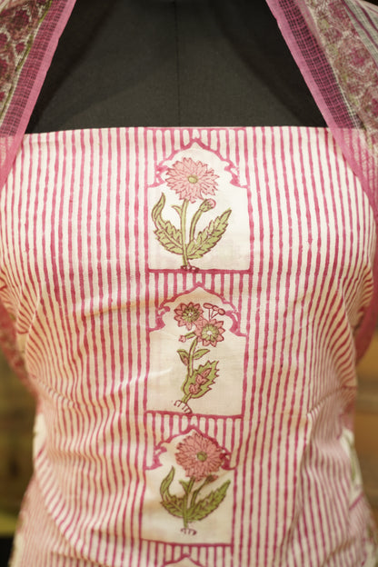 White Pure Cotton Block Printed Suit