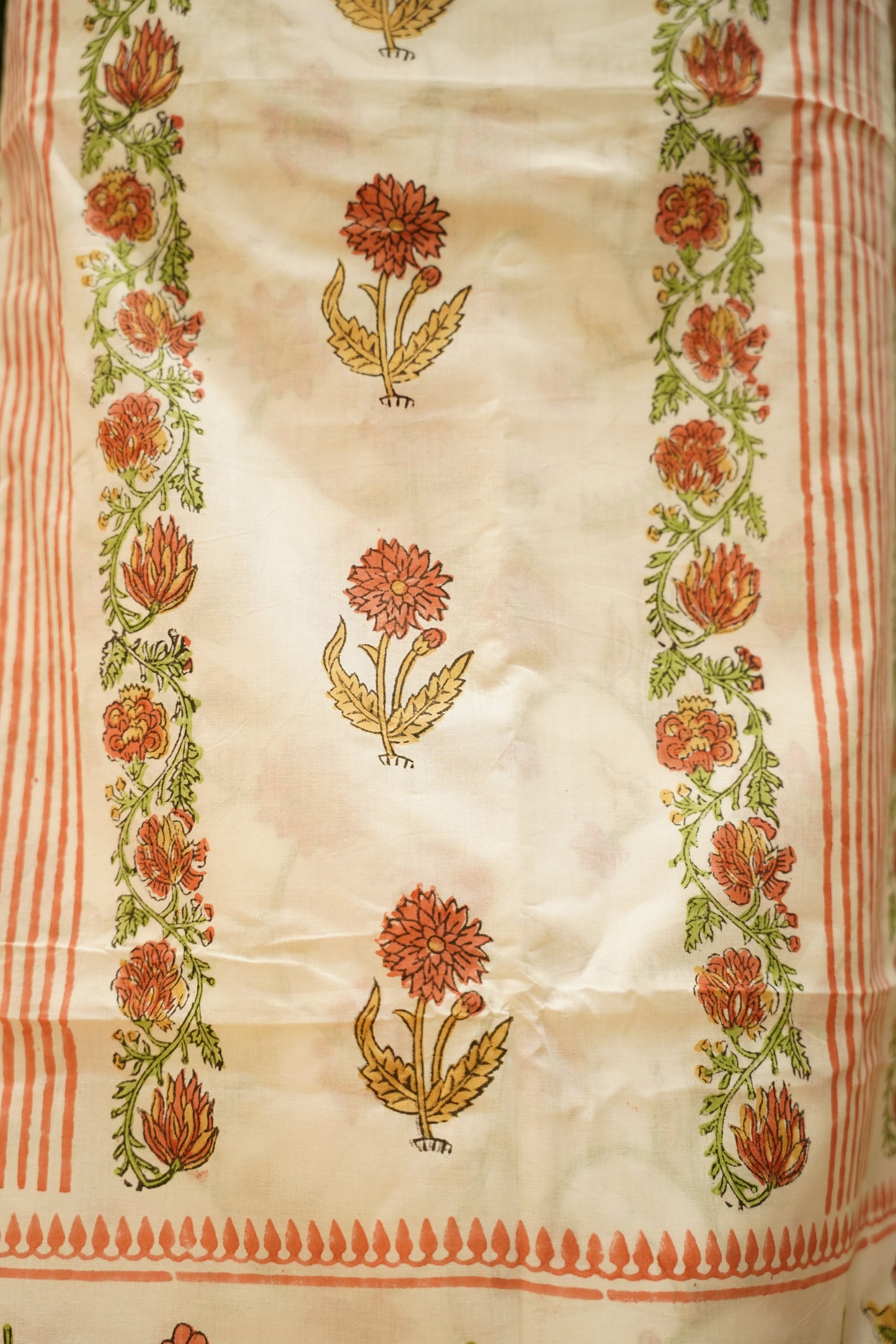 White Pure Cotton Block Printed Suit