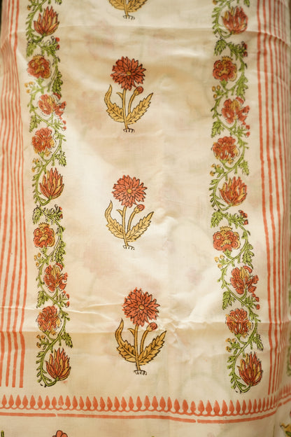 White Pure Cotton Block Printed Suit