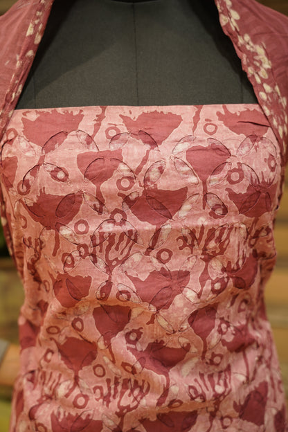 Dusty Pink Cotton Applique Suit wit Daabu Print
