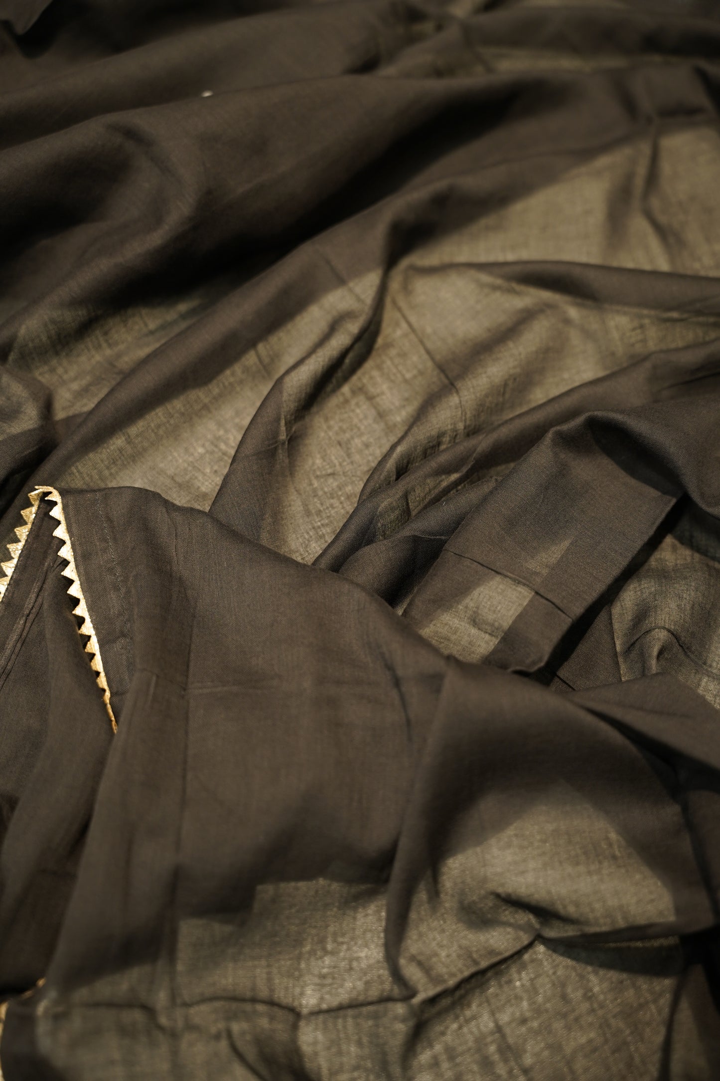 Black Cotton Printed Suit
