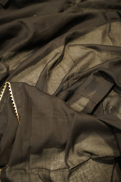 Black Cotton Printed Suit
