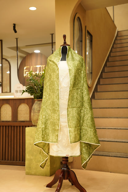 Off White Applique Cotton Suit