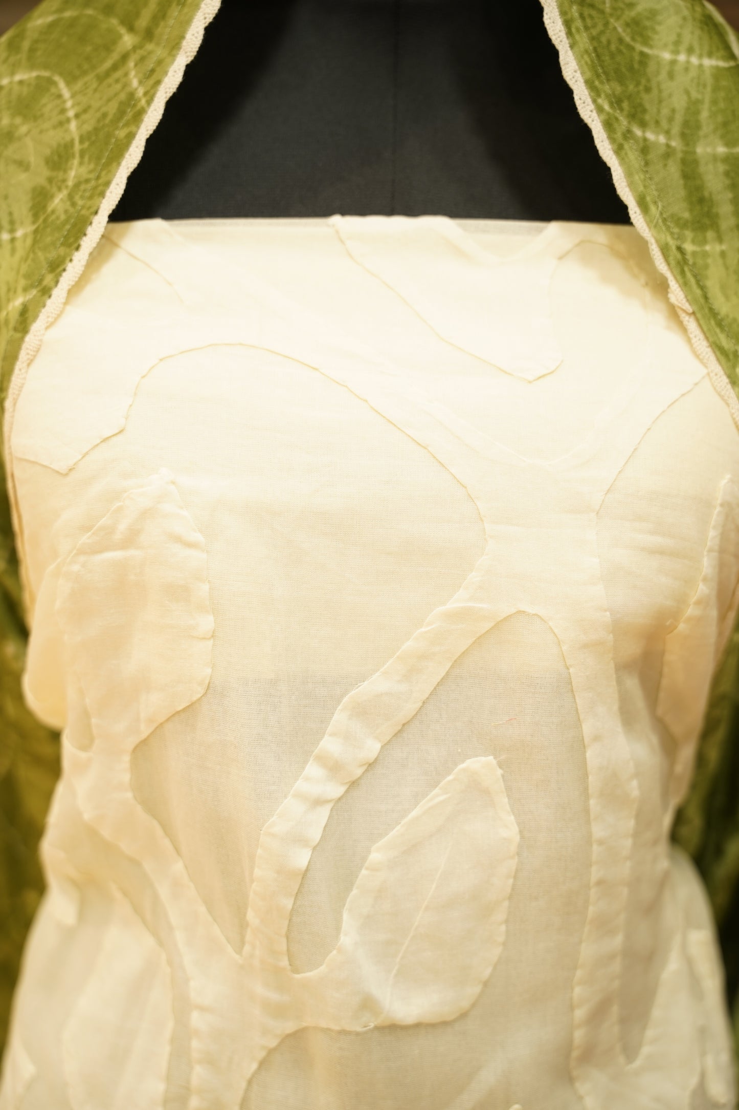 Off White Applique Cotton Suit