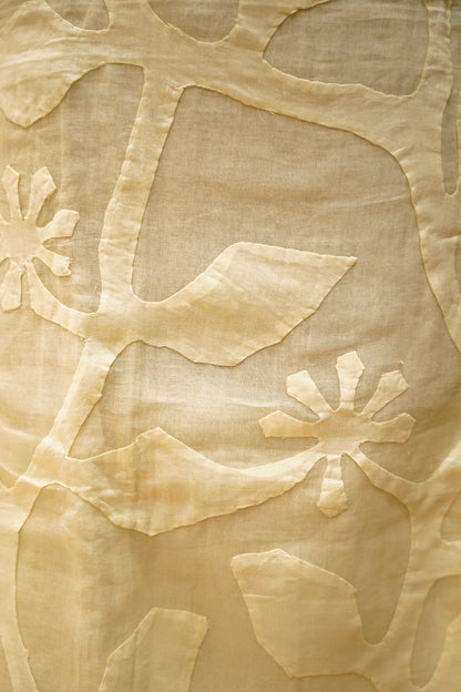 Off White Applique Cotton Suit