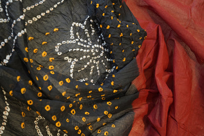 Black Cotton Bandhej Suit