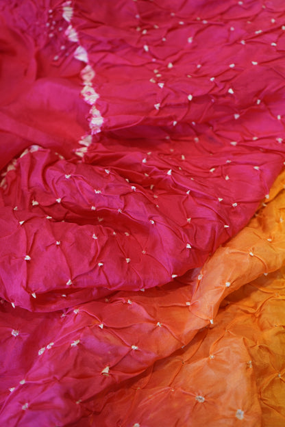 Pure Habutai Silk Ombre Shaded Rai Bandhej Suit