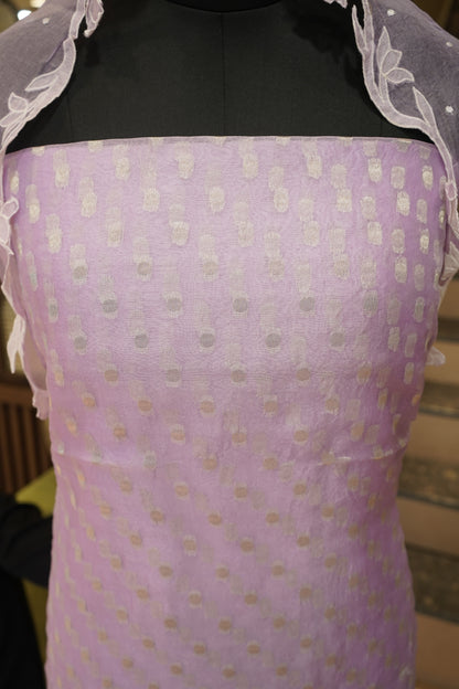 Lavender Pure Organza Jaquard Suit