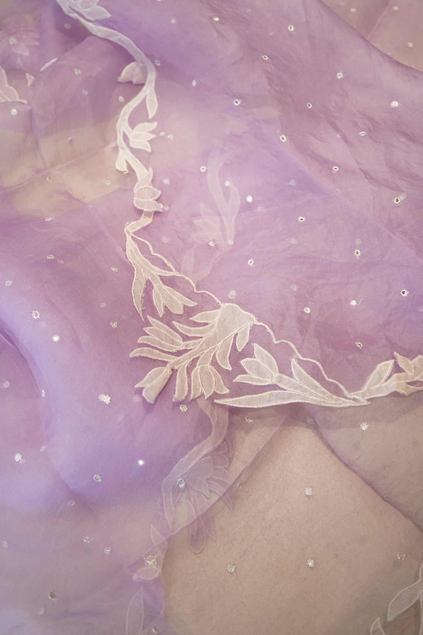 Lavender Pure Organza Jaquard Suit