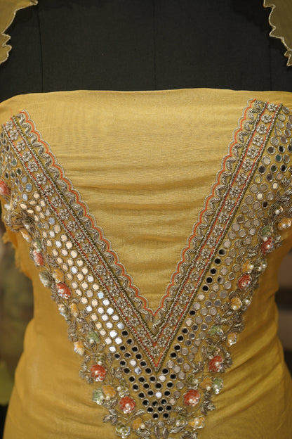 Yellow Tissue Suit with Handwork