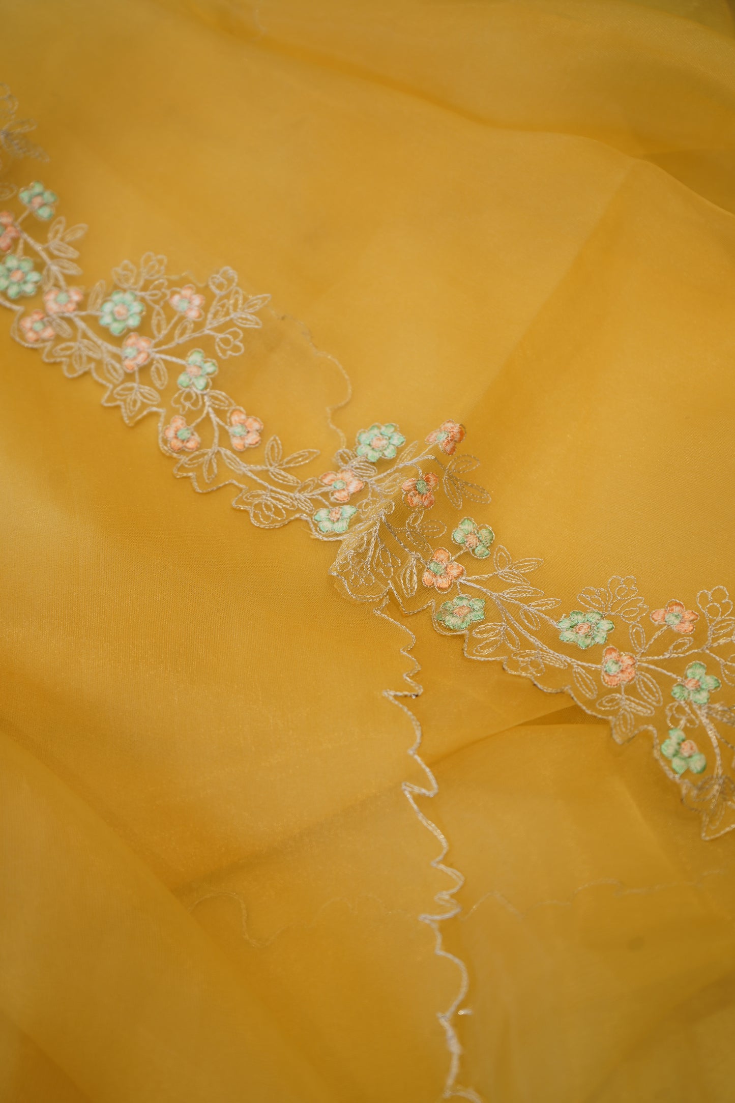 Yellow Tissue Suit with Handwork