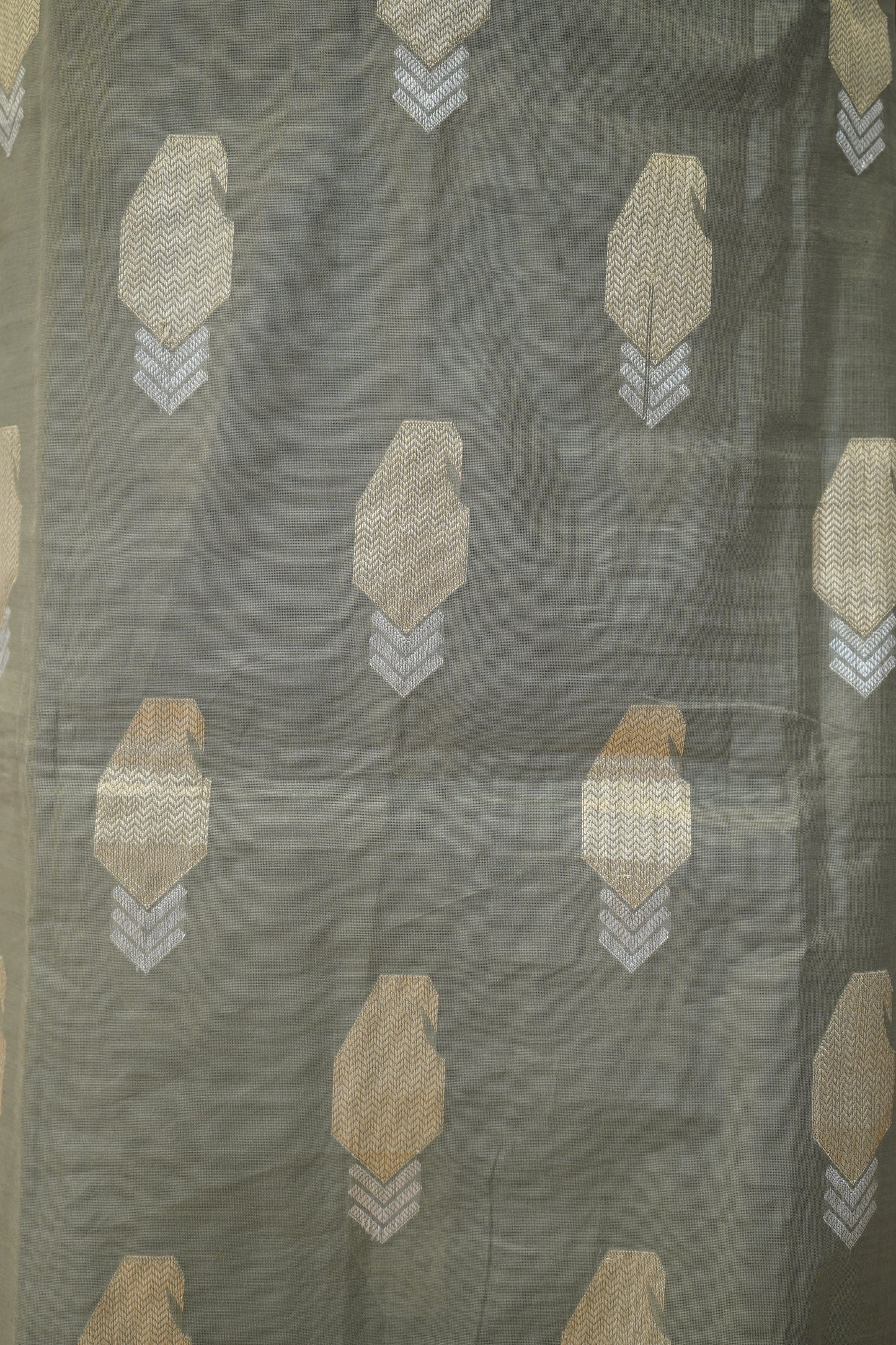 Green Self Chanderi Suit with Handwork