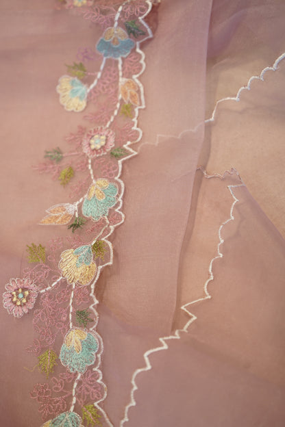 Pink Tissue Suit with Handwork