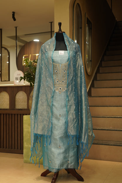 Blue Crush Tissue Suit with Handwork