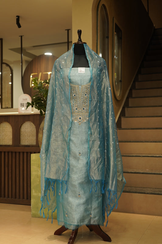 Blue Crush Tissue Suit with Handwork