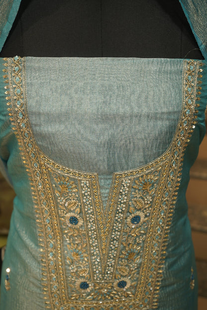 Blue Crush Tissue Suit with Handwork