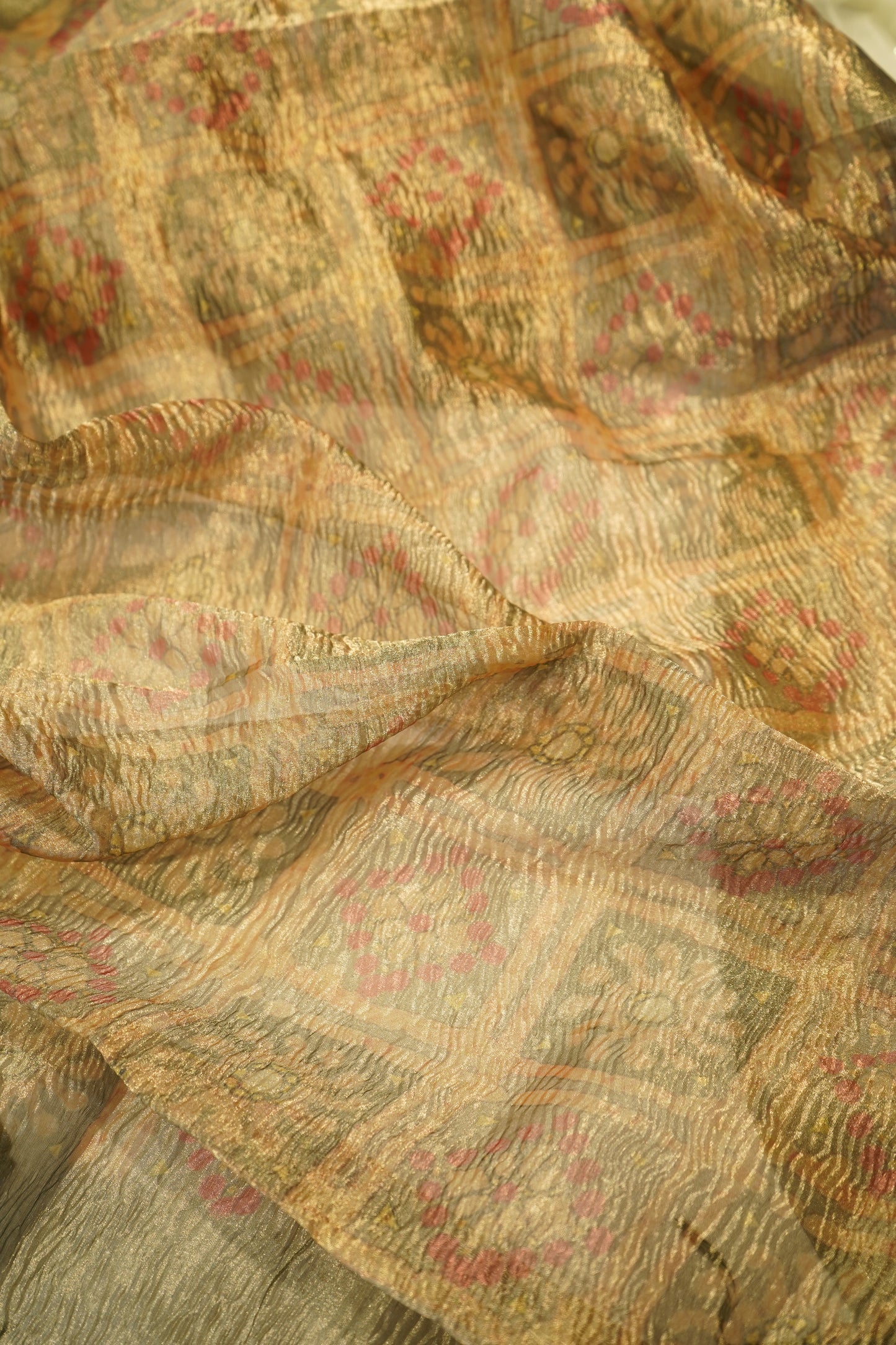 Yellow Tissue Suit with Neck Work