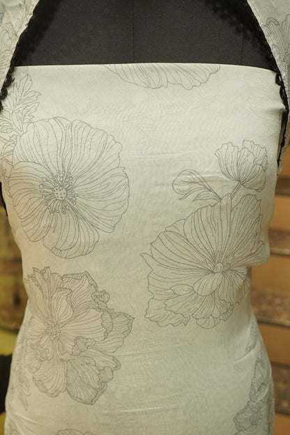 Blue Organza Printed Suit with Embroidery