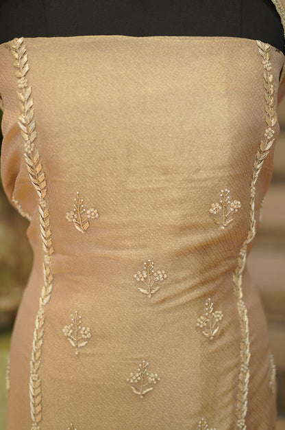 Golden Jaquard Tissue Suit with Handwork