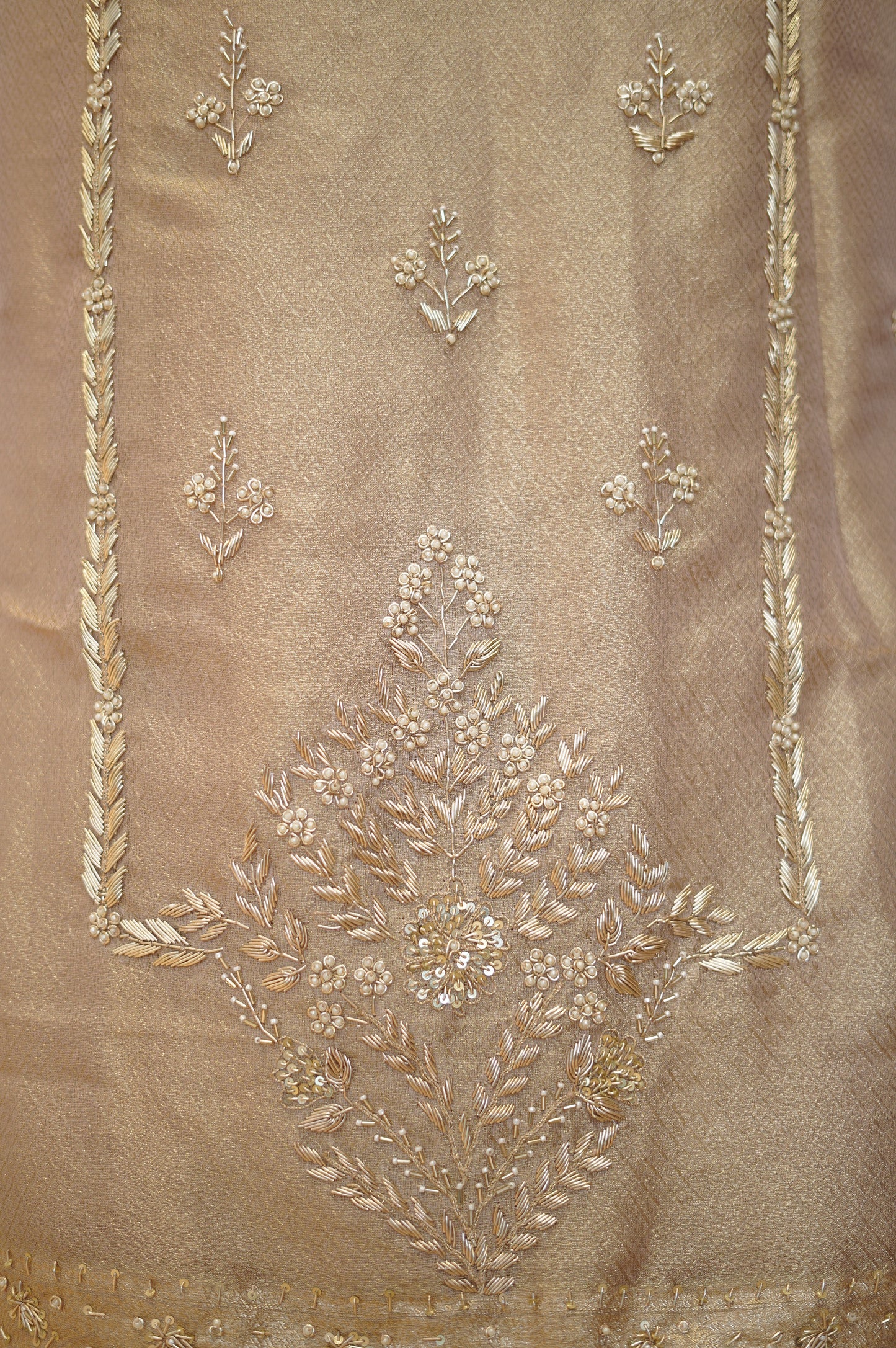 Golden Jaquard Tissue Suit with Handwork