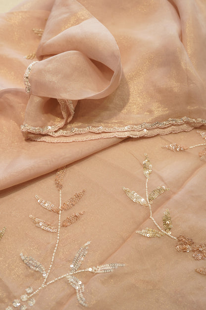 Pink Tissue Organza Suit with Handwork