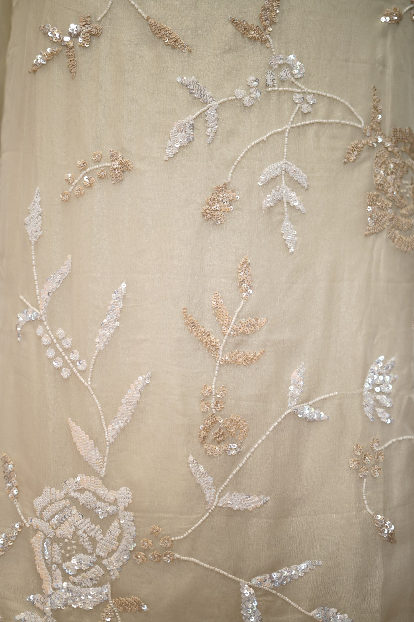 Cream Tissue Organza Suit with Handwork