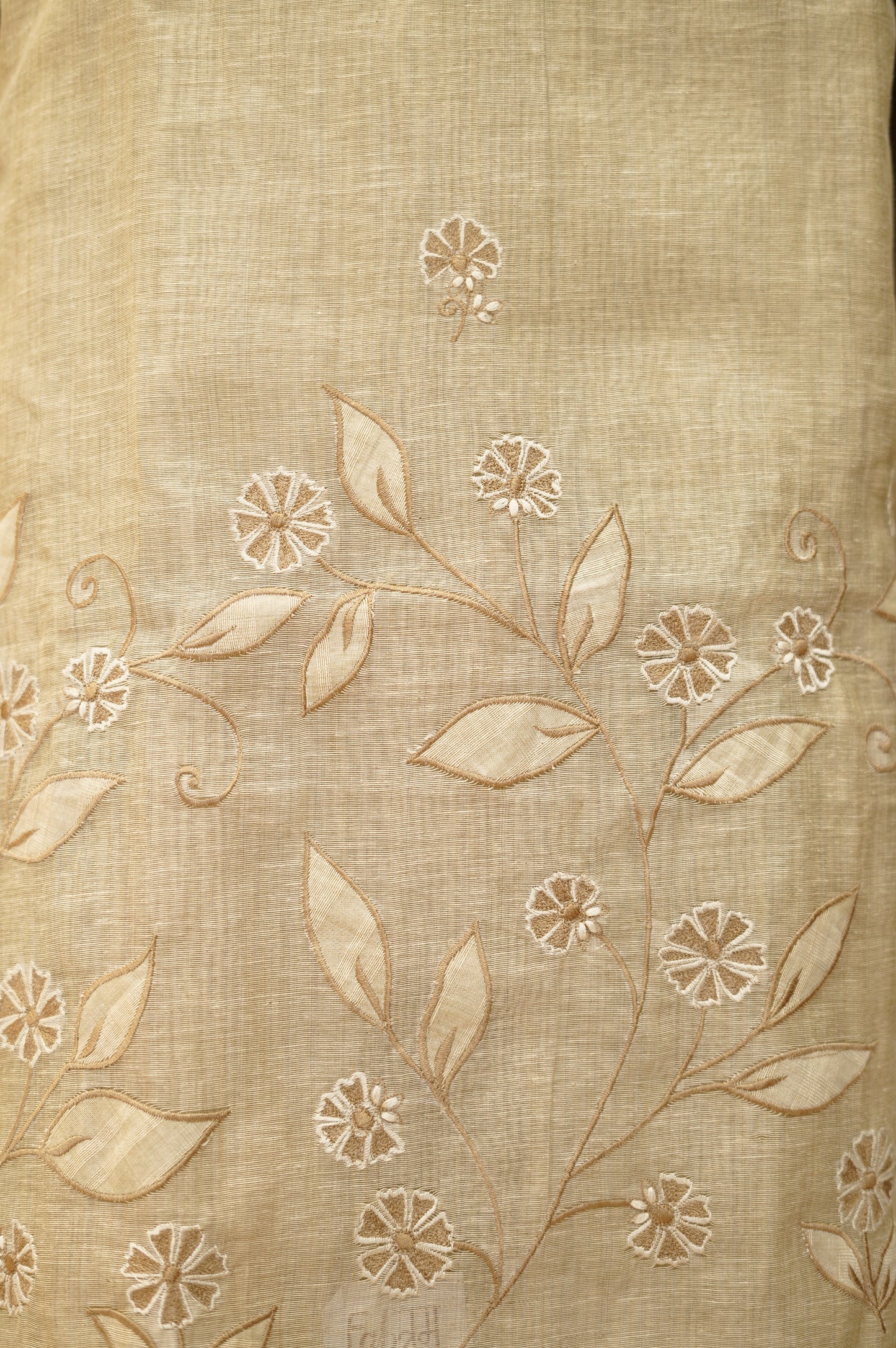 Light Brown Khadi Linen Suit with Applique Work