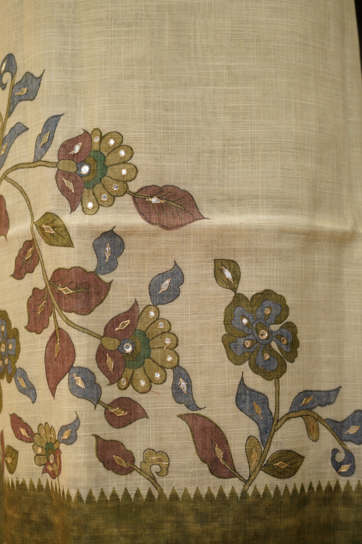 Cream Linen Tissue Suit with Gota Patti Work