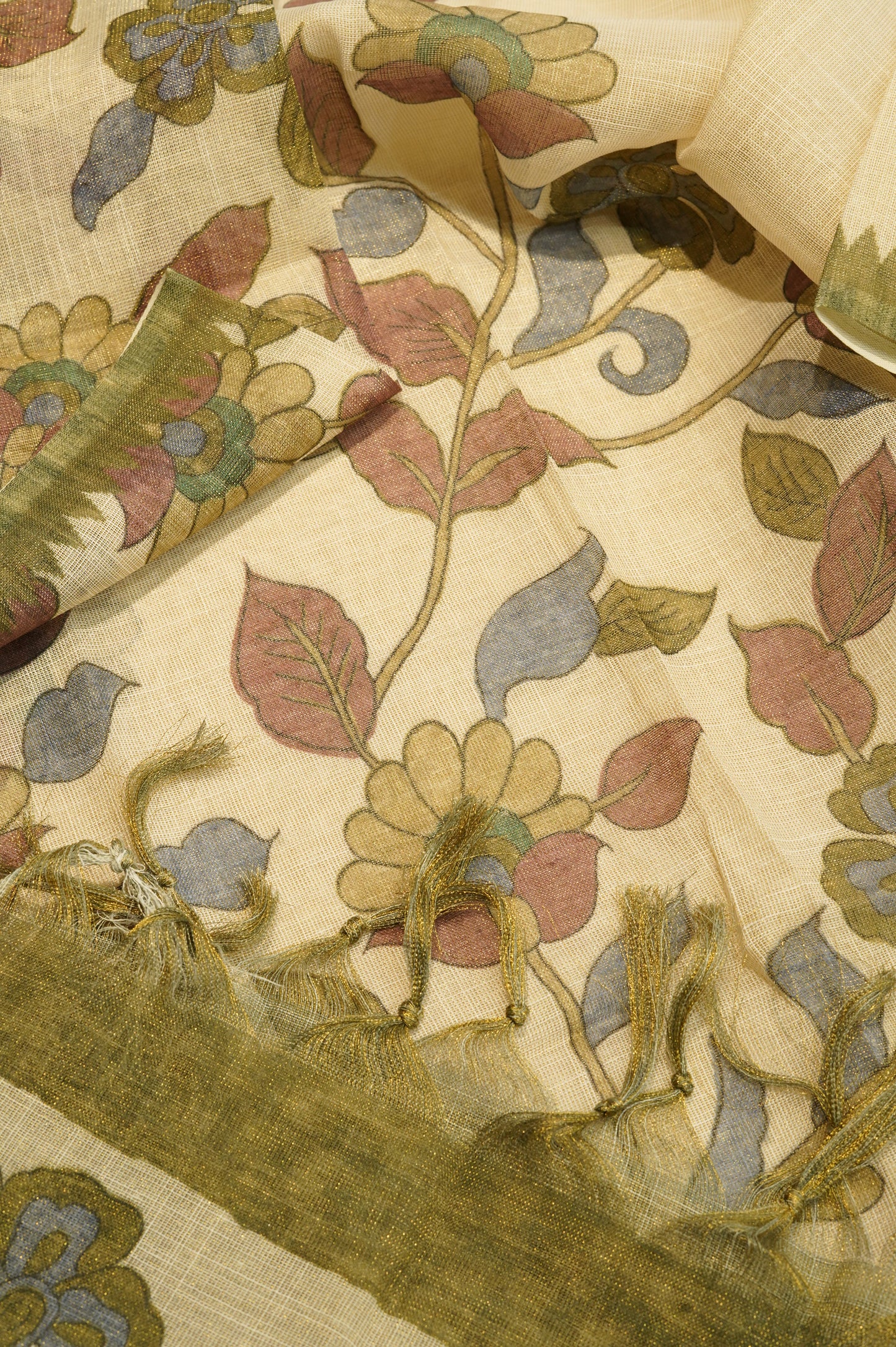 Cream Linen Tissue Suit with Gota Patti Work